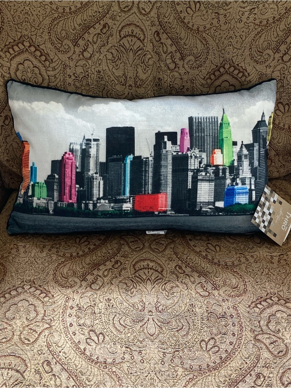 THRO by Marlo Lorenz Neon NY City Scape Pillow